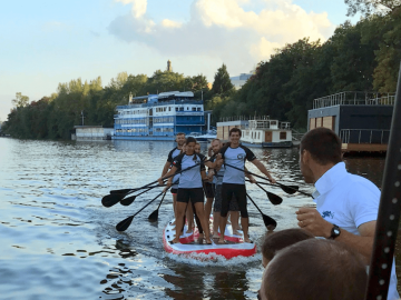 Giant Paddle Board Prague, Corporate team building Prague, Paddle Boards on Vltava Prague, Team building for companies in Prague
